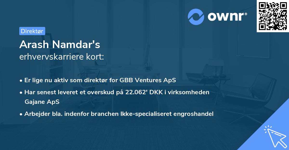 Arash Namdar's erhvervskarriere kort