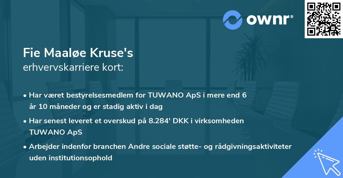 Fie Maaløe Kruse's erhvervskarriere kort