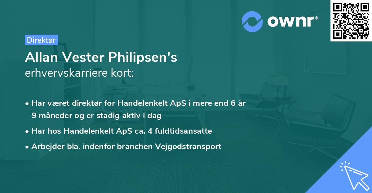 Allan Vester Philipsen's erhvervskarriere kort