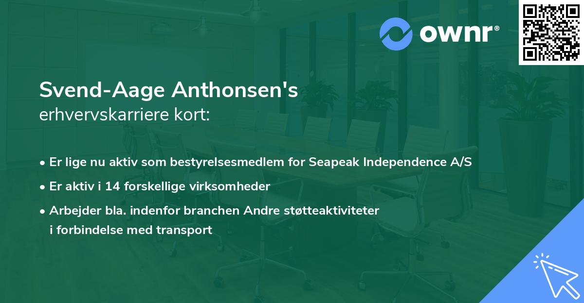 Svend-Aage Anthonsen's erhvervskarriere kort