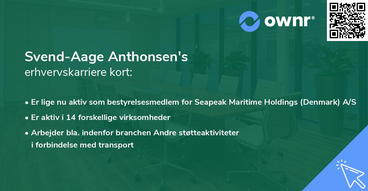 Svend-Aage Anthonsen's erhvervskarriere kort