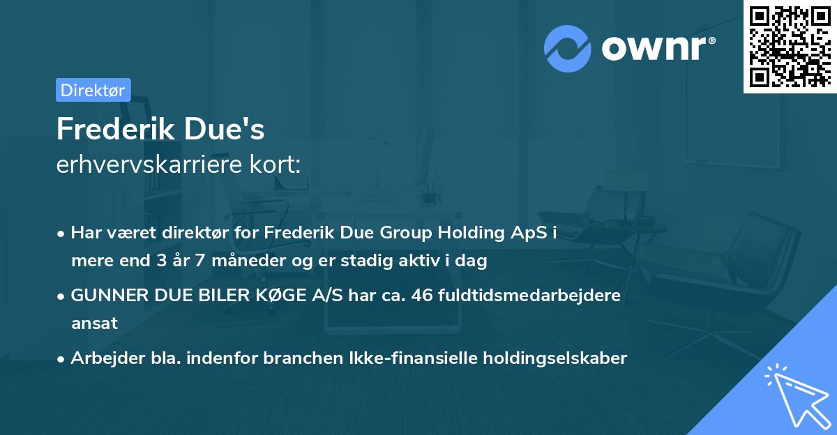Frederik Due's erhvervskarriere kort