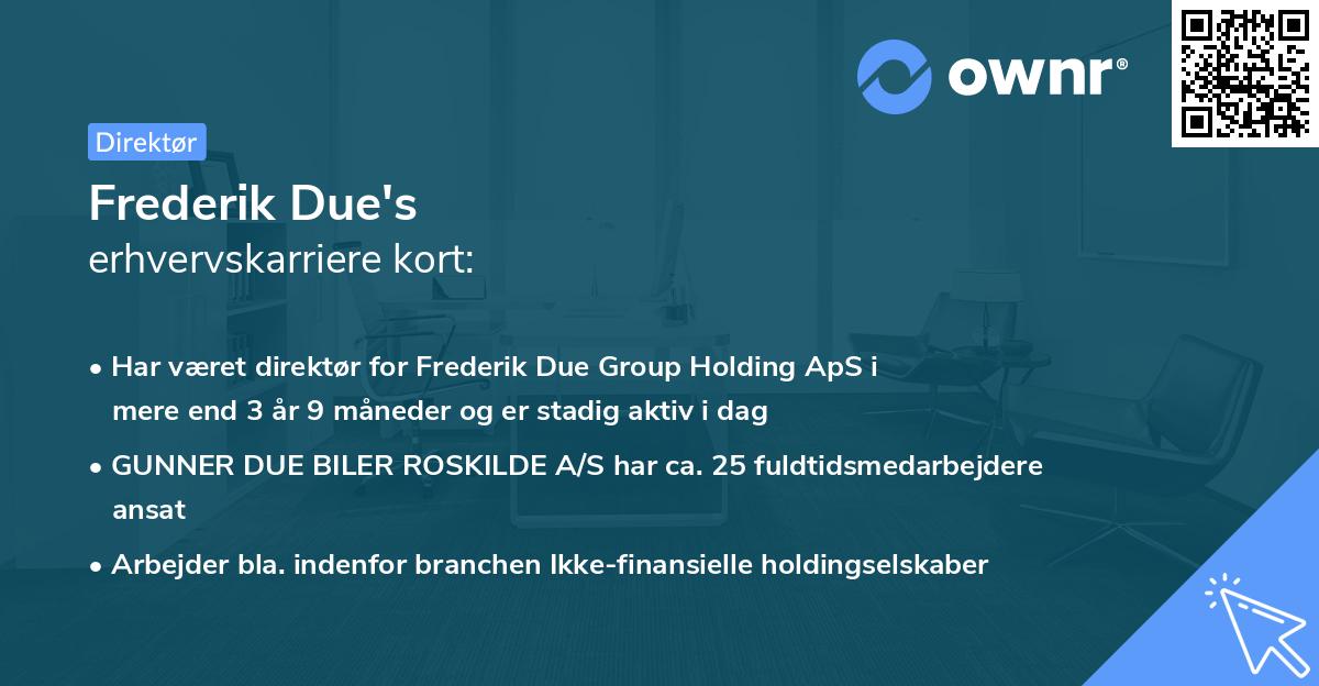 Frederik Due's erhvervskarriere kort