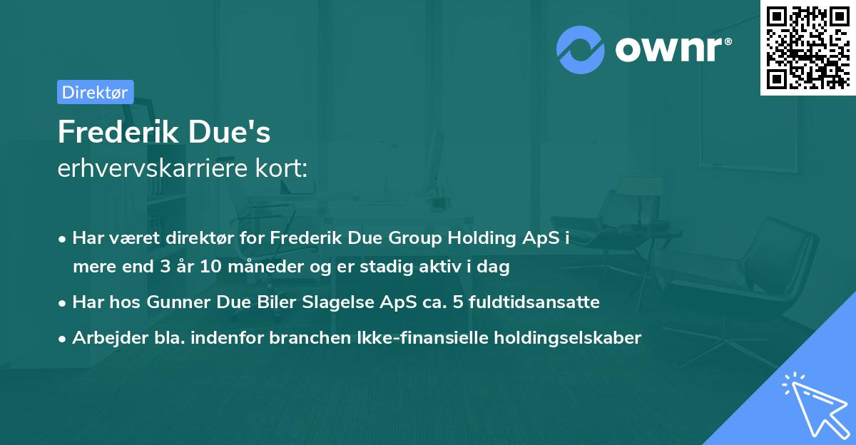 Frederik Due's erhvervskarriere kort