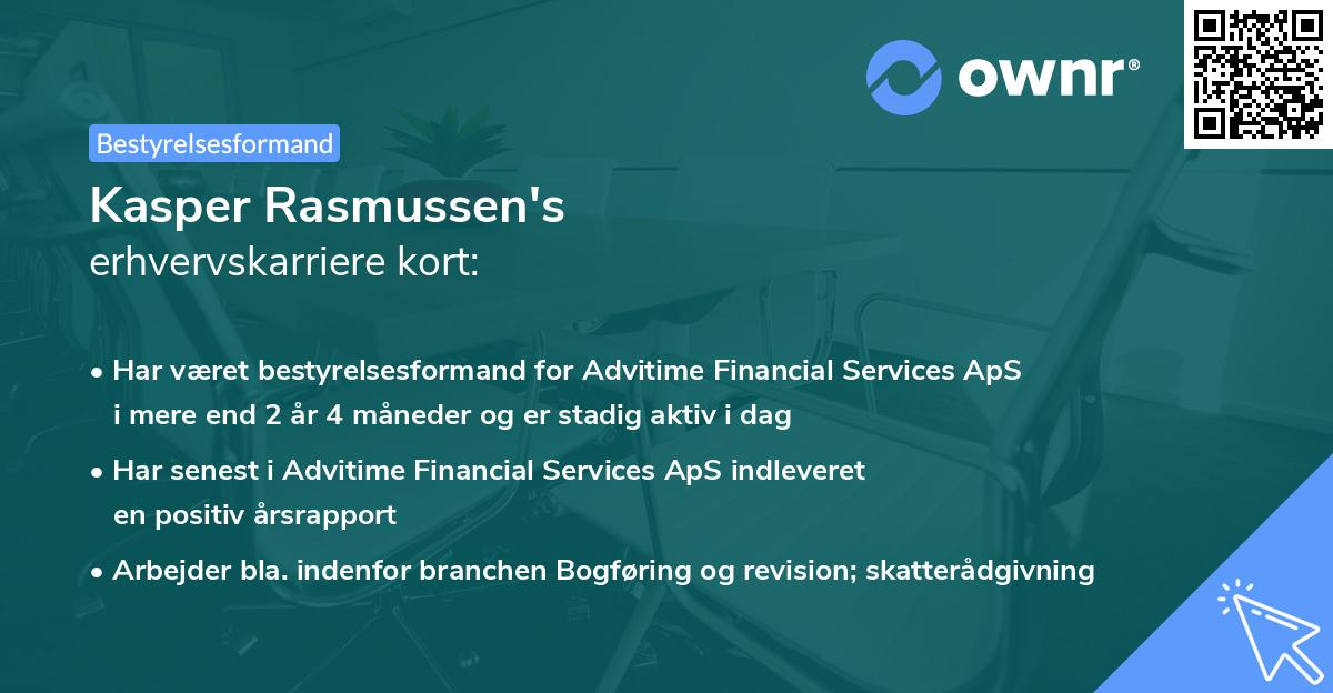 Kasper Rasmussen's erhvervskarriere kort