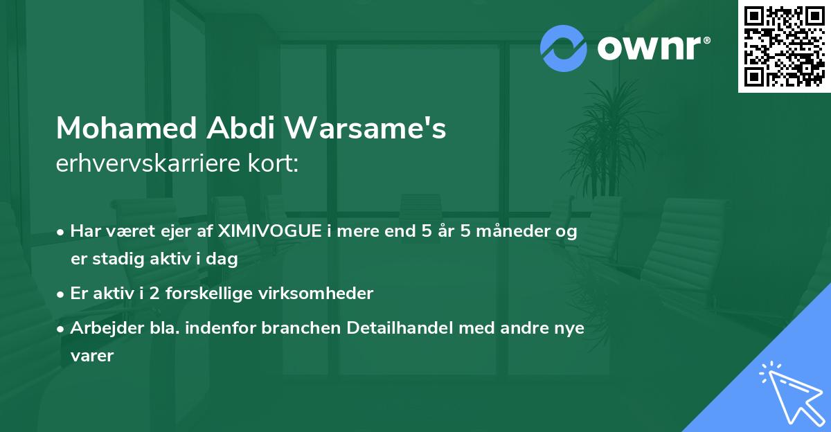 Mohamed Abdi Warsame's erhvervskarriere kort