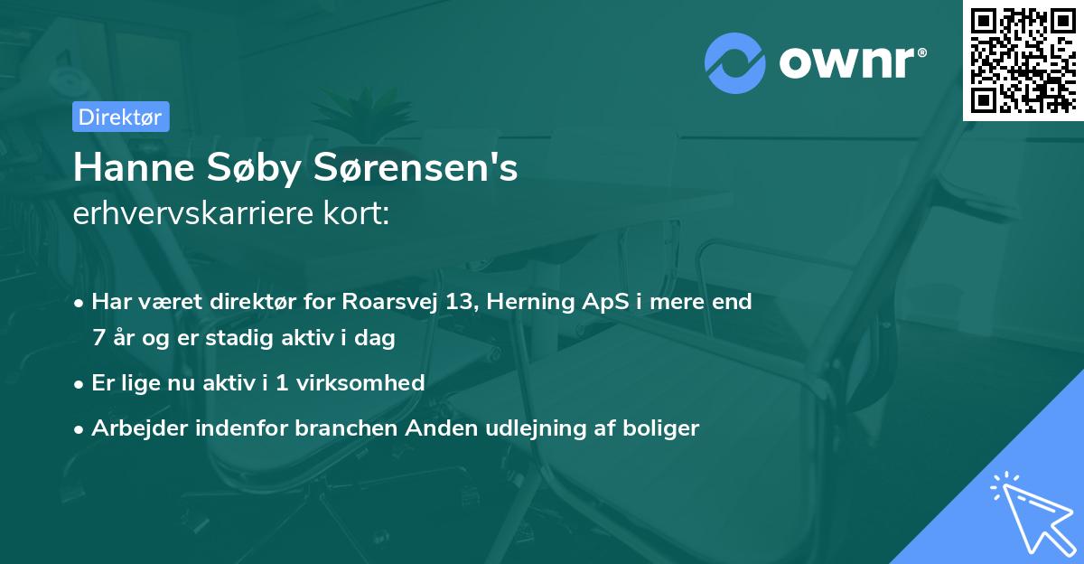 Hanne Søby Sørensen's erhvervskarriere kort