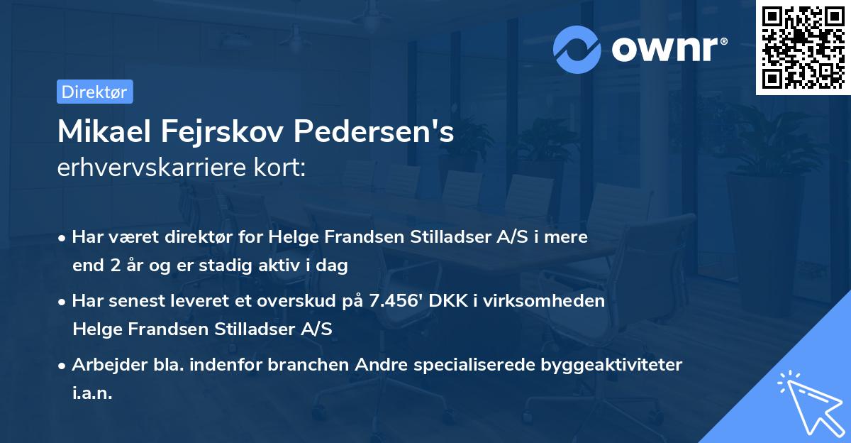 Mikael Fejrskov Pedersen's erhvervskarriere kort