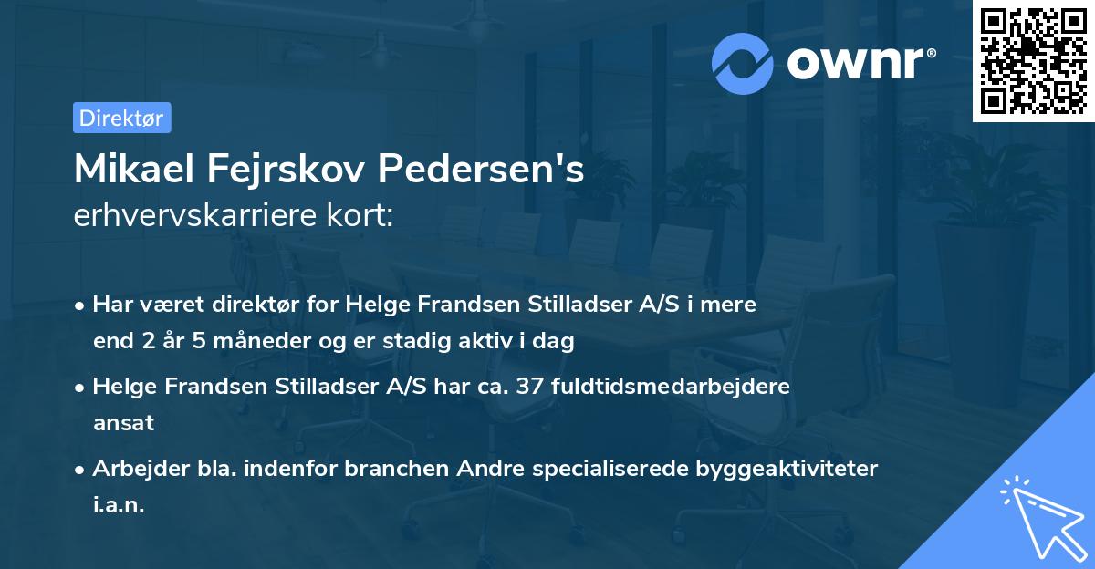 Mikael Fejrskov Pedersen's erhvervskarriere kort