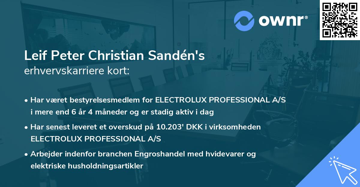 Leif Peter Christian Sandén's erhvervskarriere kort