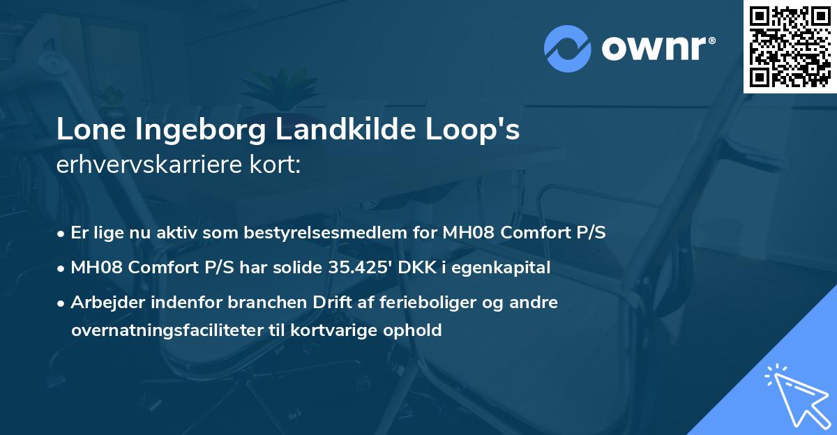 Lone Ingeborg Landkilde Loop's erhvervskarriere kort