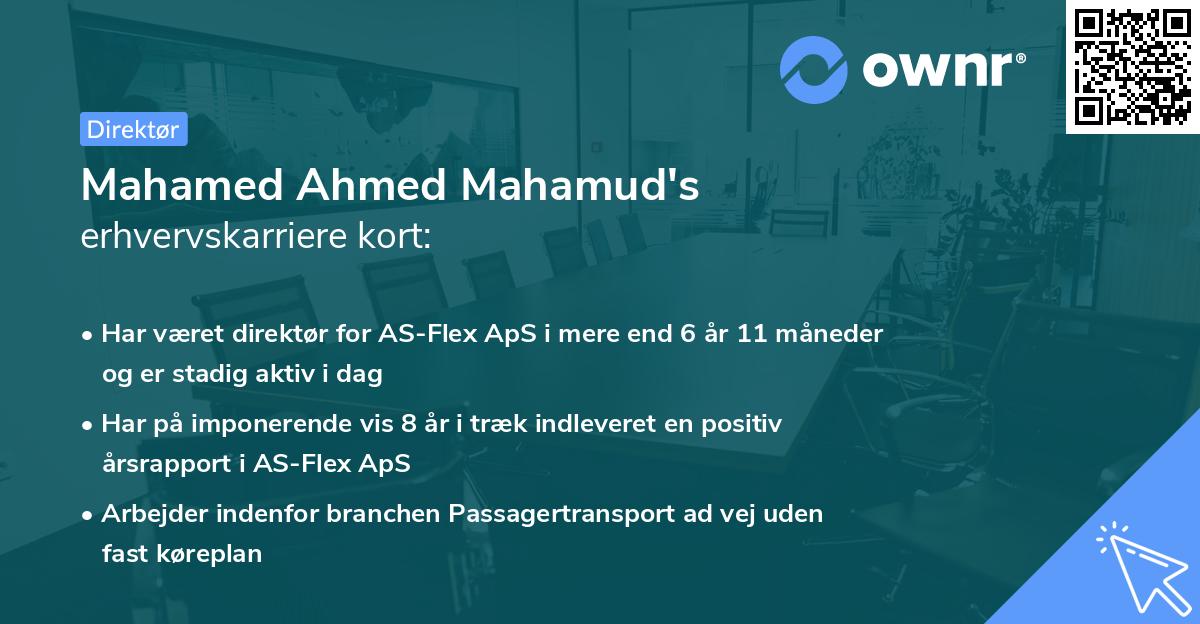 Mahamed Ahmed Mahamud's erhvervskarriere kort