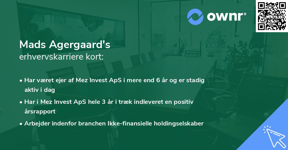 Mads Agergaard's erhvervskarriere kort