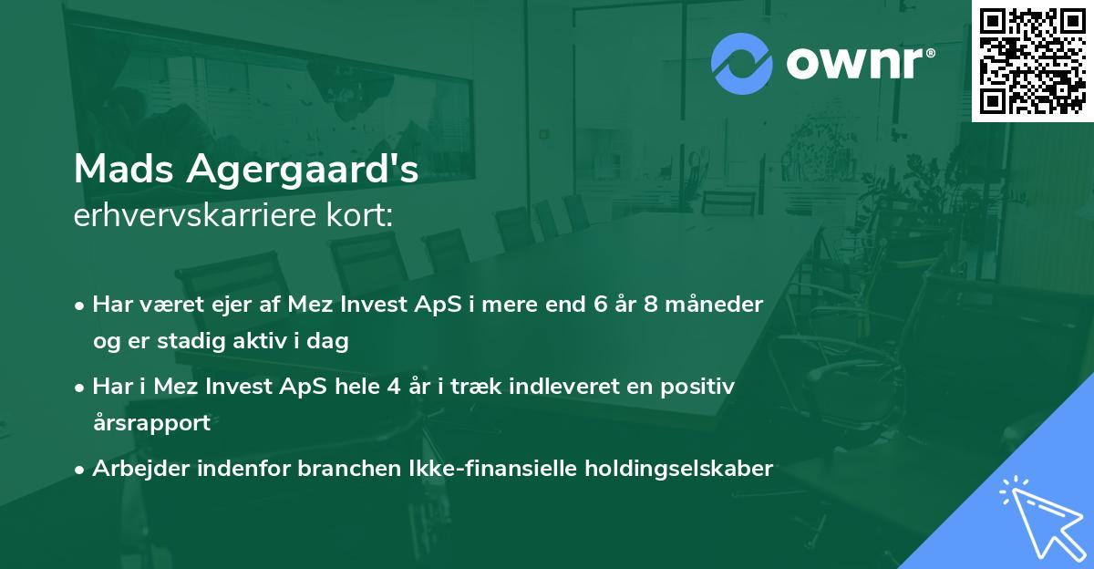 Mads Agergaard's erhvervskarriere kort