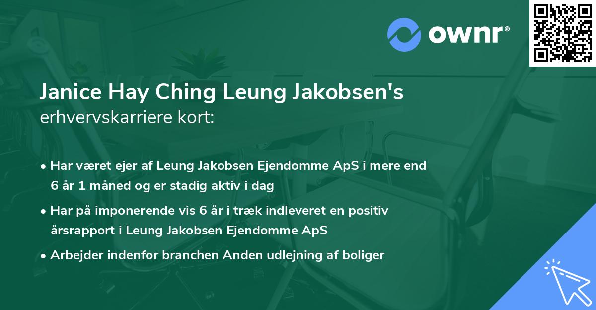 Janice Hay Ching Leung Jakobsen's erhvervskarriere kort