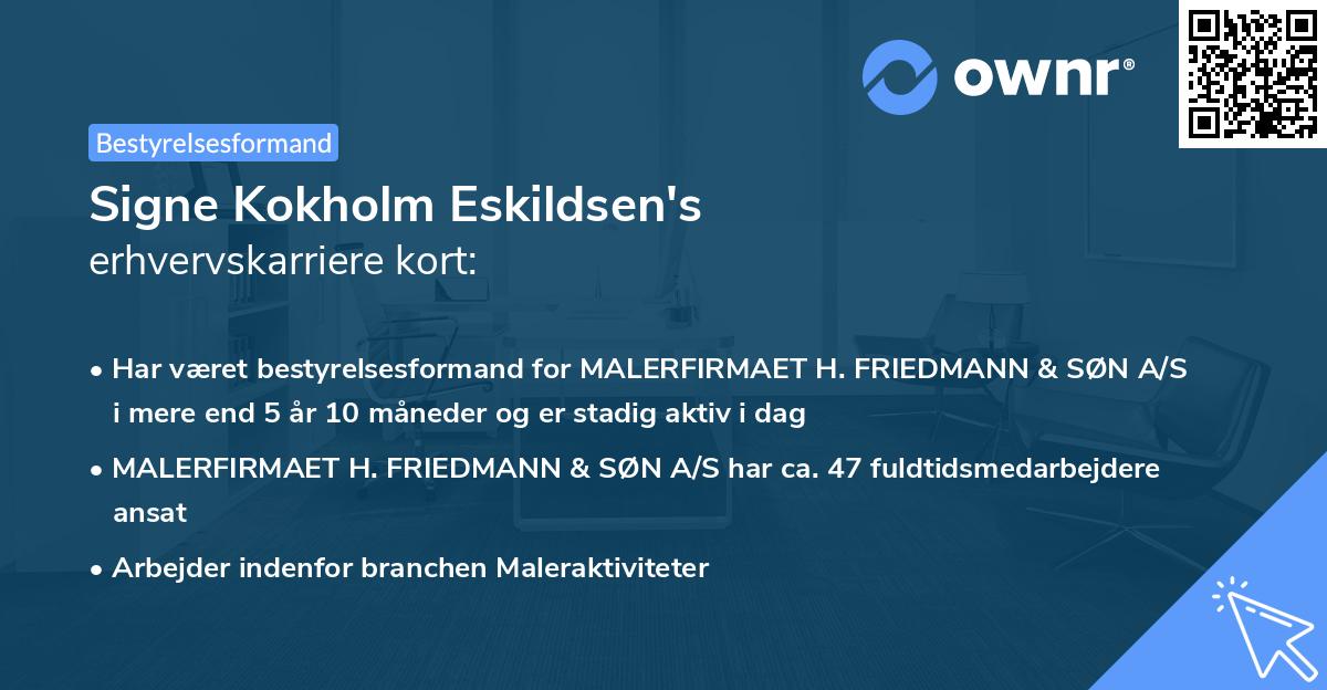 Signe Kokholm Eskildsen's erhvervskarriere kort