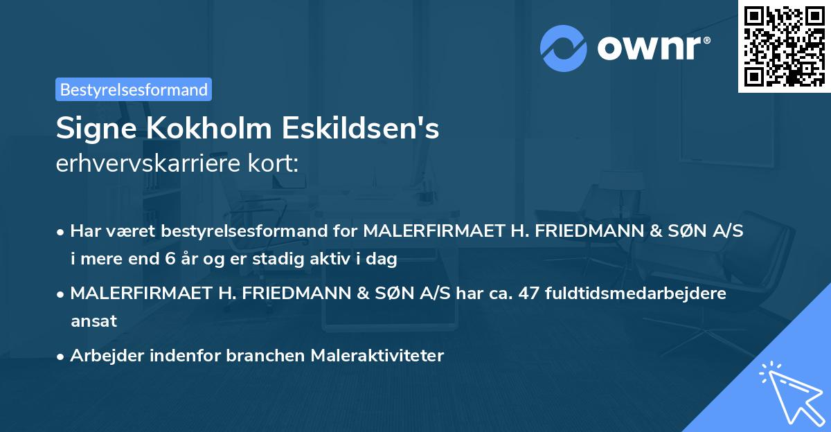 Signe Kokholm Eskildsen's erhvervskarriere kort