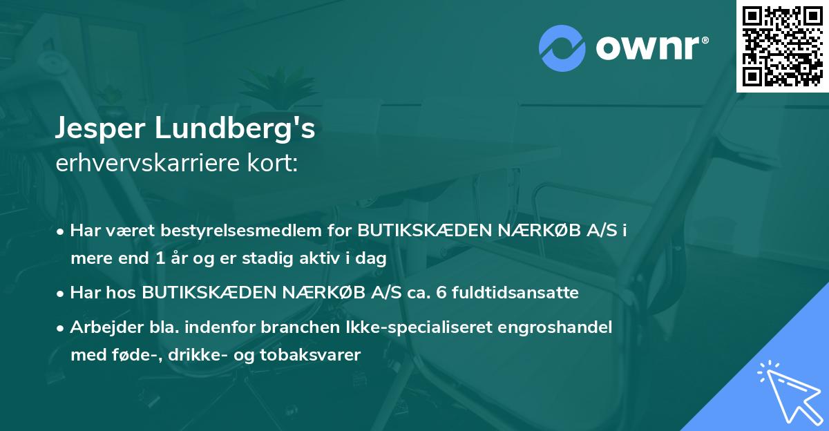 Jesper Lundberg's erhvervskarriere kort