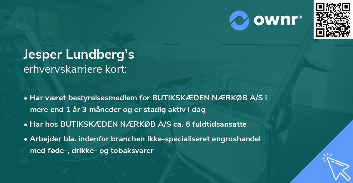 Jesper Lundberg's erhvervskarriere kort