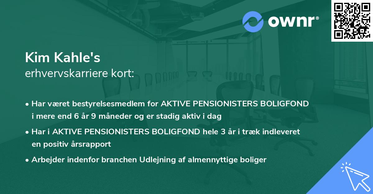 Kim Kahle's erhvervskarriere kort