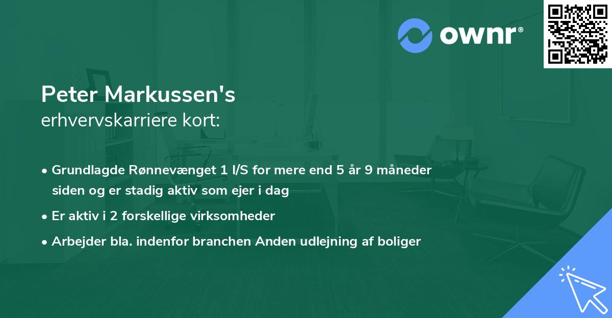 Peter Markussen's erhvervskarriere kort