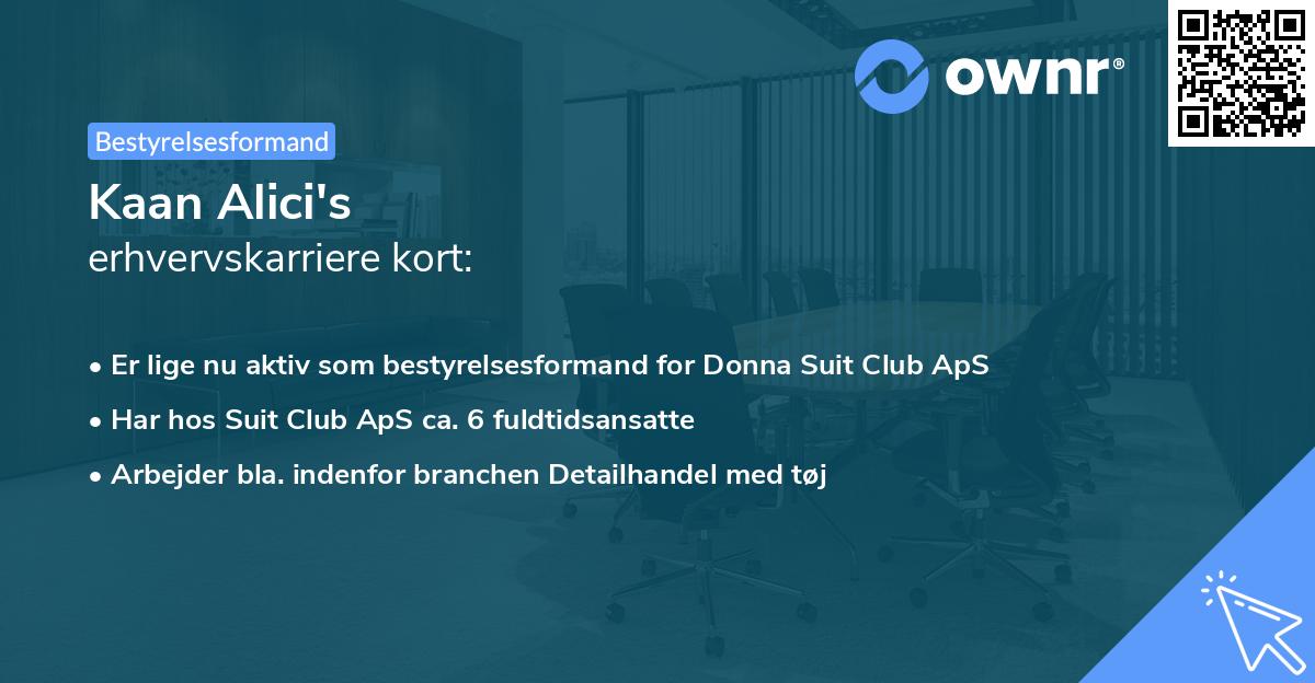 Kaan Alici's erhvervskarriere kort