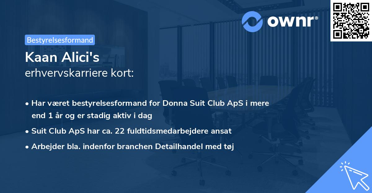 Kaan Alici's erhvervskarriere kort