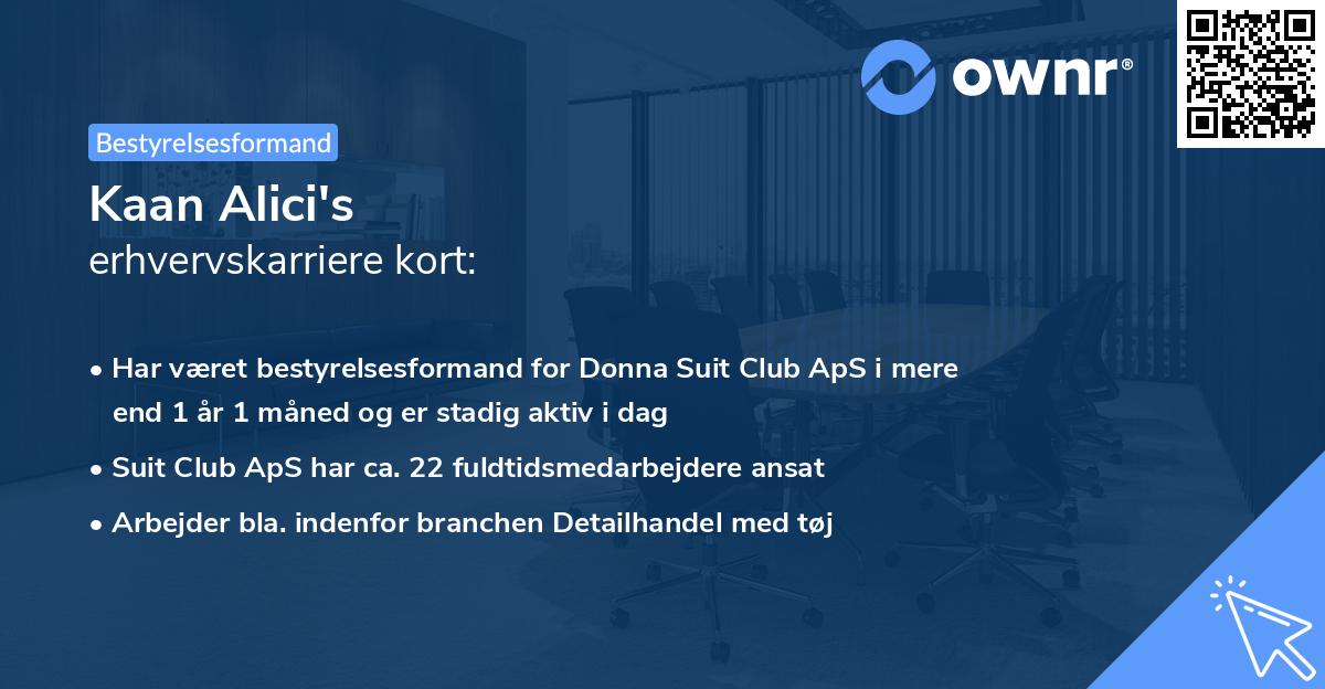 Kaan Alici's erhvervskarriere kort