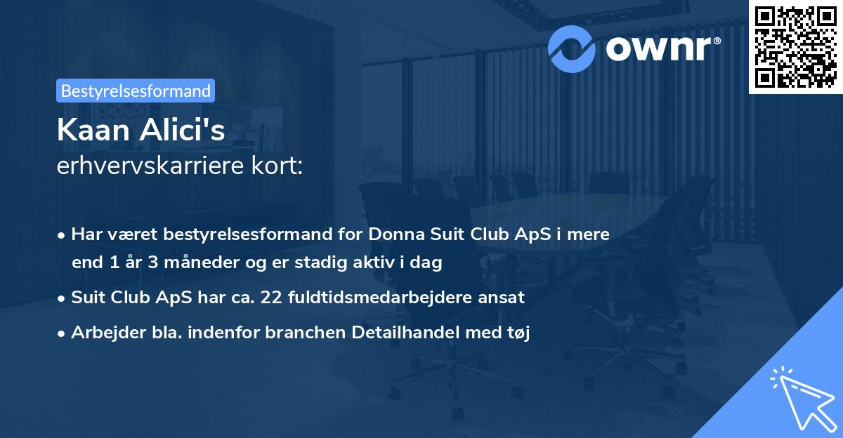 Kaan Alici's erhvervskarriere kort