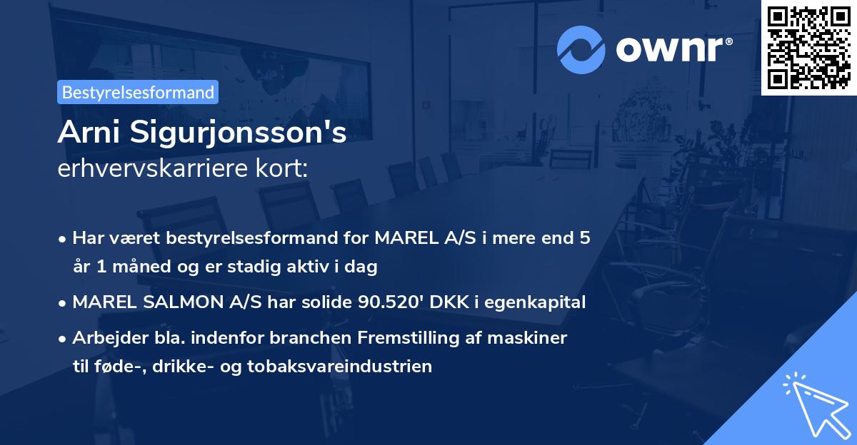 Arni Sigurjonsson's erhvervskarriere kort