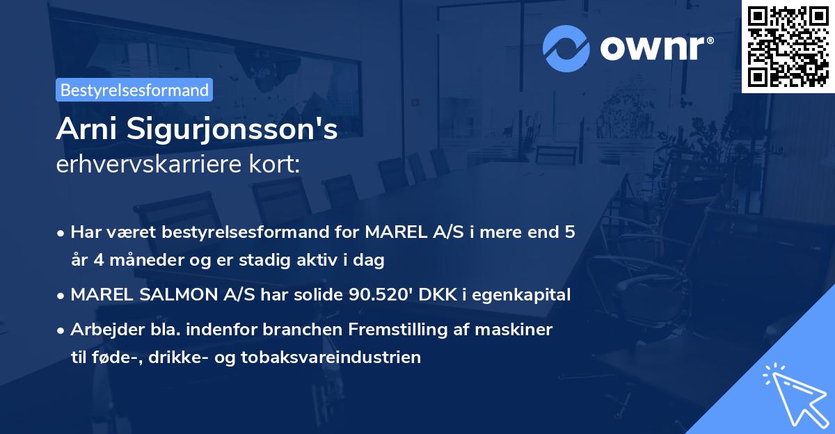 Arni Sigurjonsson's erhvervskarriere kort