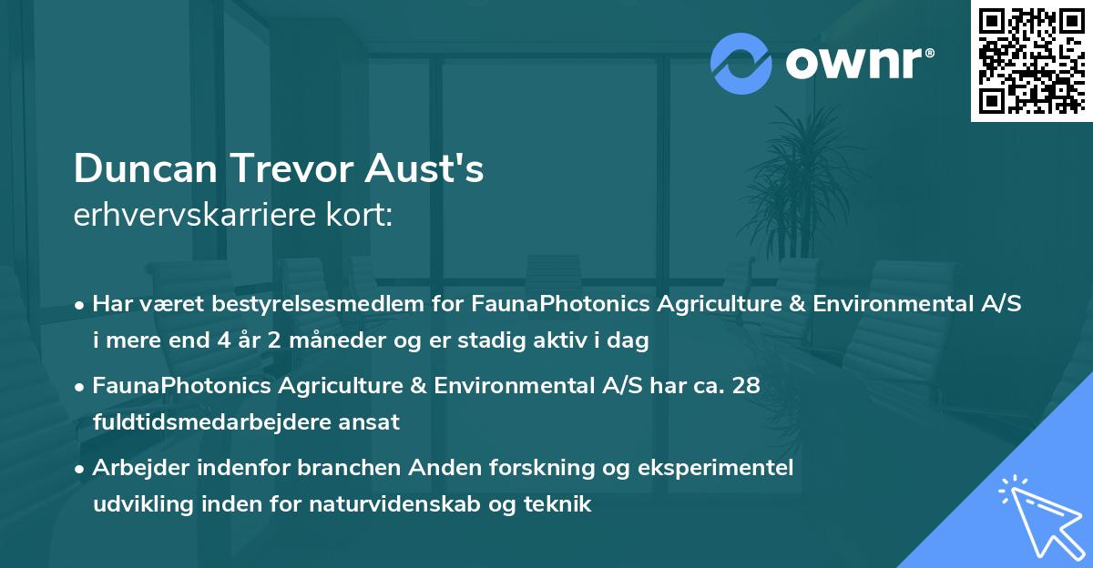 Duncan Trevor Aust's erhvervskarriere kort