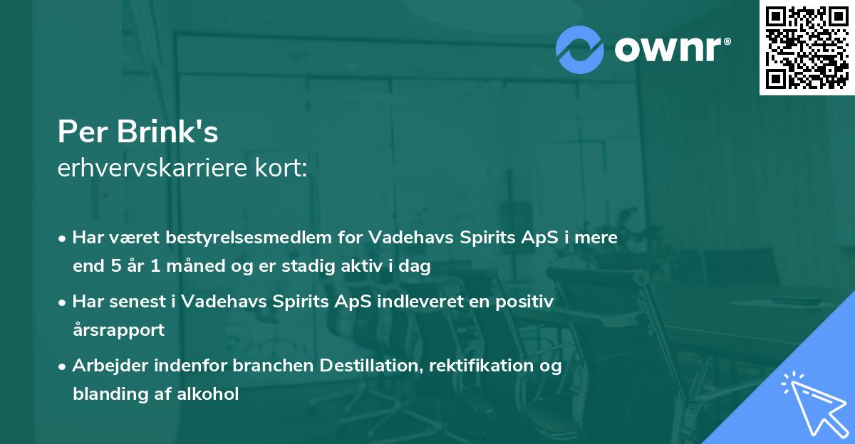 Per Brink's erhvervskarriere kort