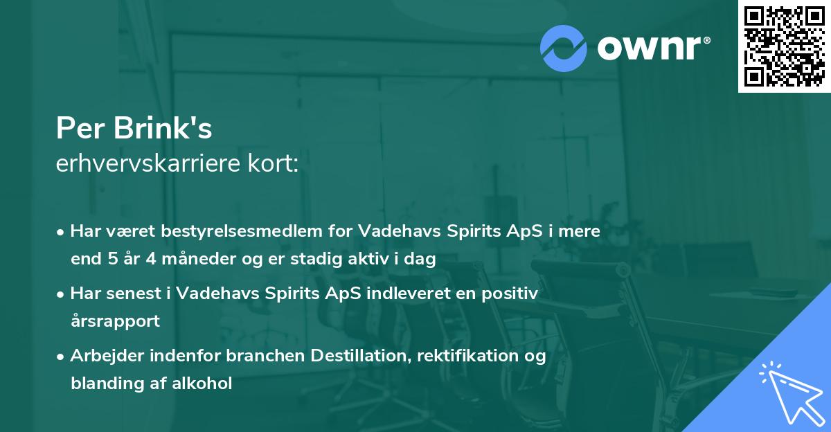 Per Brink's erhvervskarriere kort