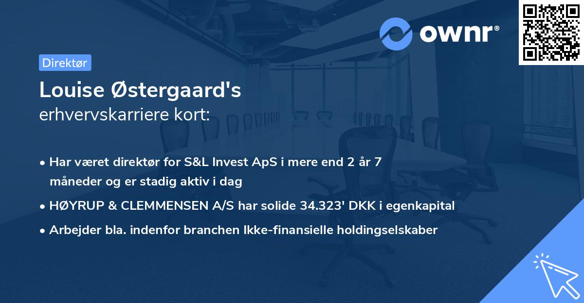 Louise Østergaard's erhvervskarriere kort