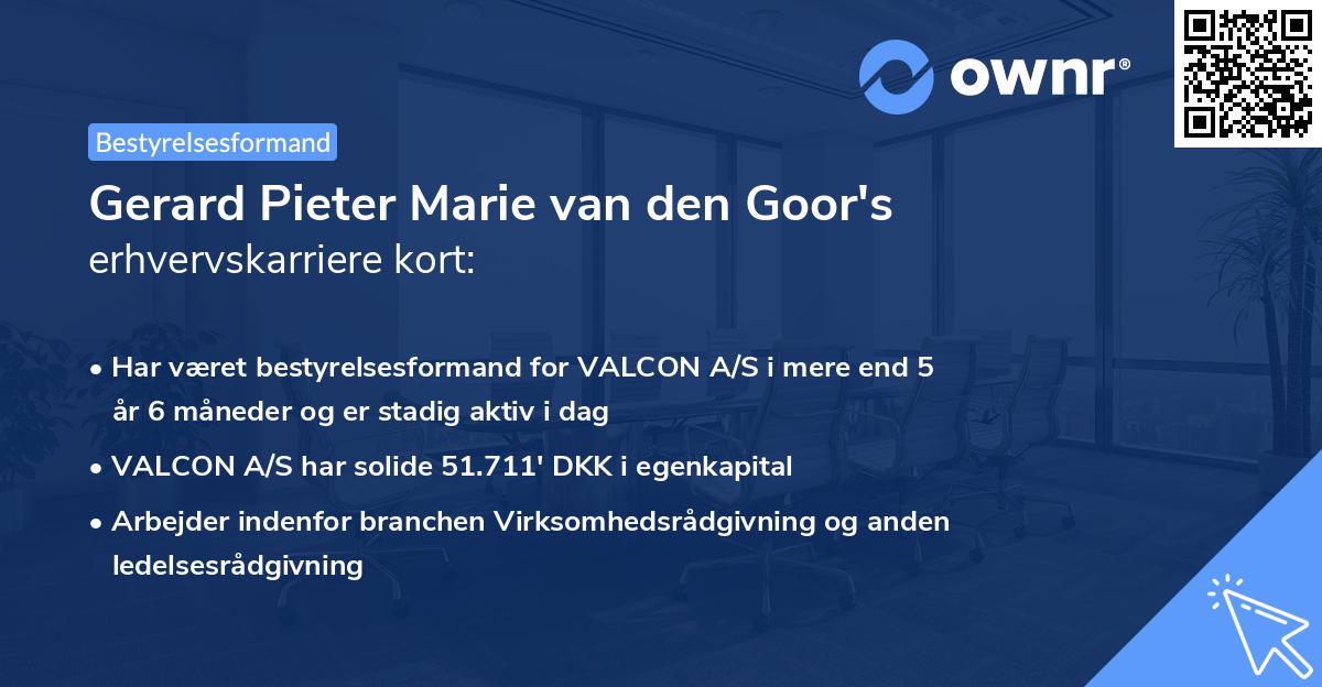 Gerard Pieter Marie van den Goor's erhvervskarriere kort