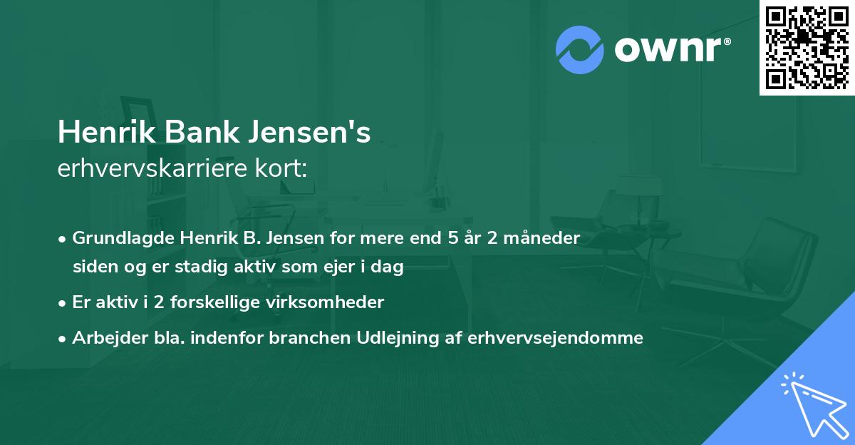 Henrik Bank Jensen's erhvervskarriere kort