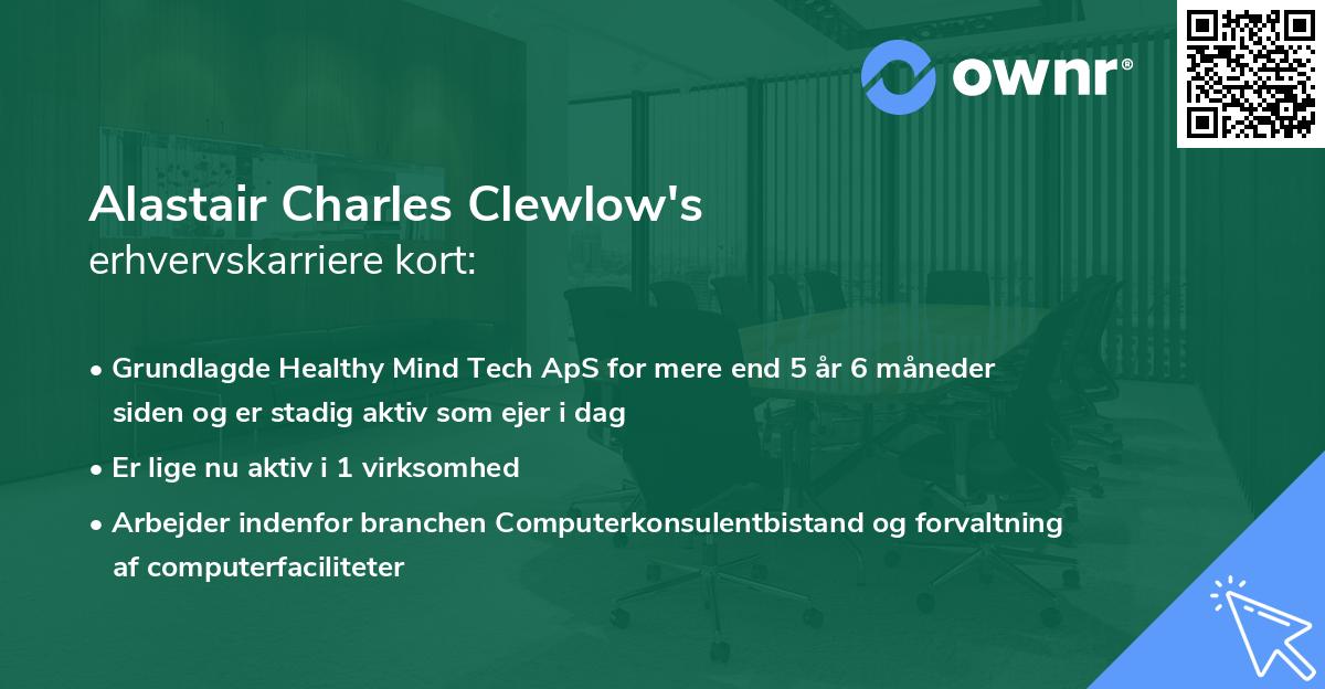 Alastair Charles Clewlow's erhvervskarriere kort