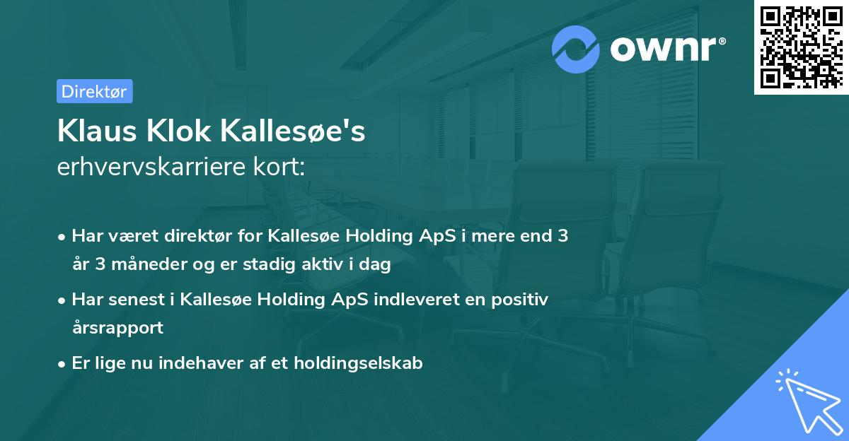 Klaus Klok Kallesøe's erhvervskarriere kort