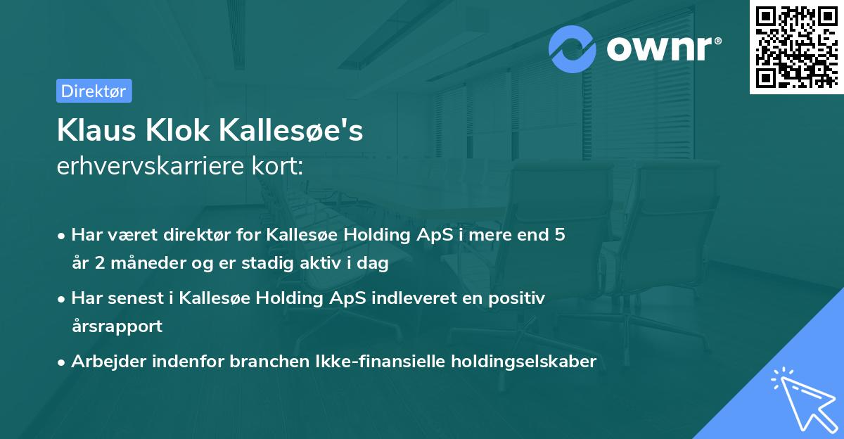 Klaus Klok Kallesøe's erhvervskarriere kort
