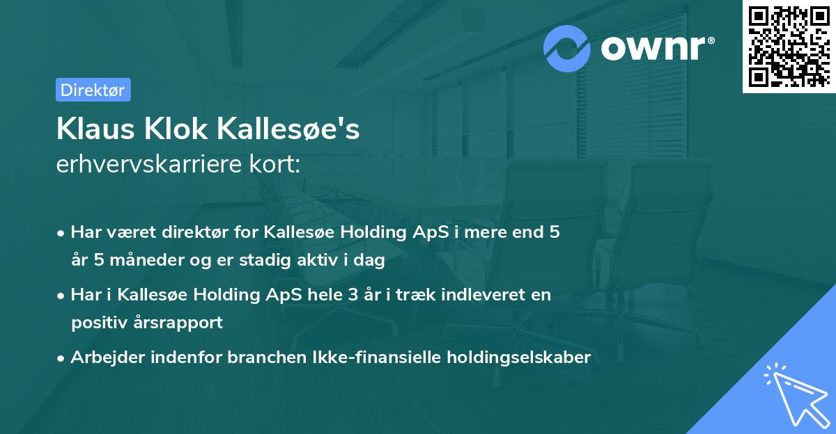 Klaus Klok Kallesøe's erhvervskarriere kort