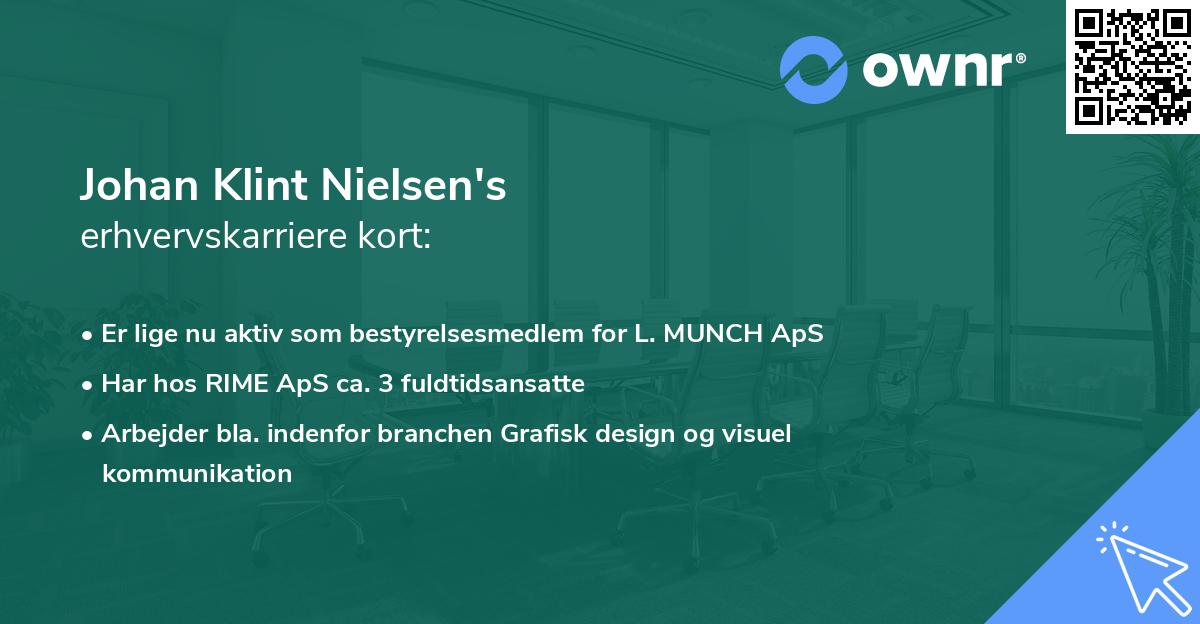 Johan Klint Nielsen's erhvervskarriere kort