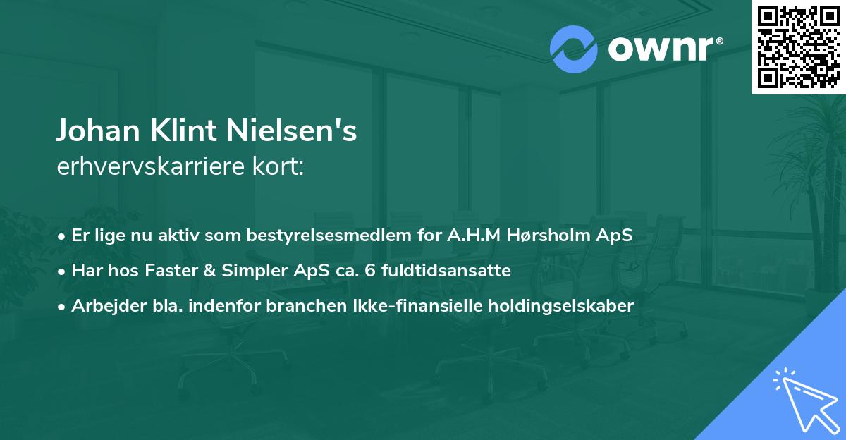 Johan Klint Nielsen's erhvervskarriere kort