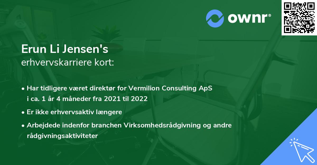 Erun Li Jensen's erhvervskarriere kort