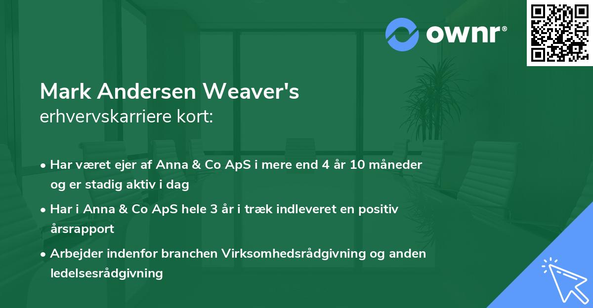 Mark Andersen Weaver's erhvervskarriere kort