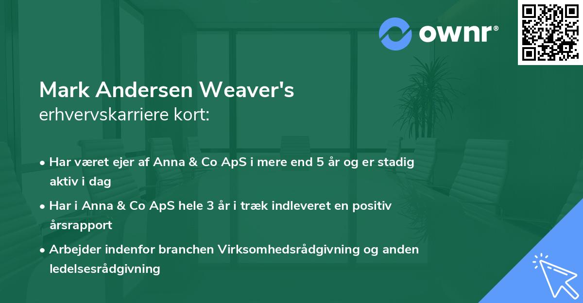 Mark Andersen Weaver's erhvervskarriere kort