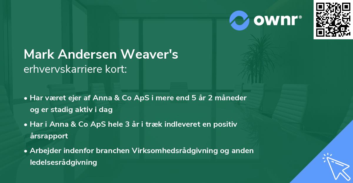 Mark Andersen Weaver's erhvervskarriere kort