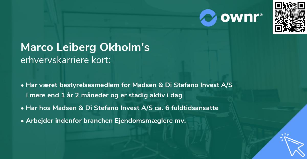 Marco Leiberg Okholm's erhvervskarriere kort