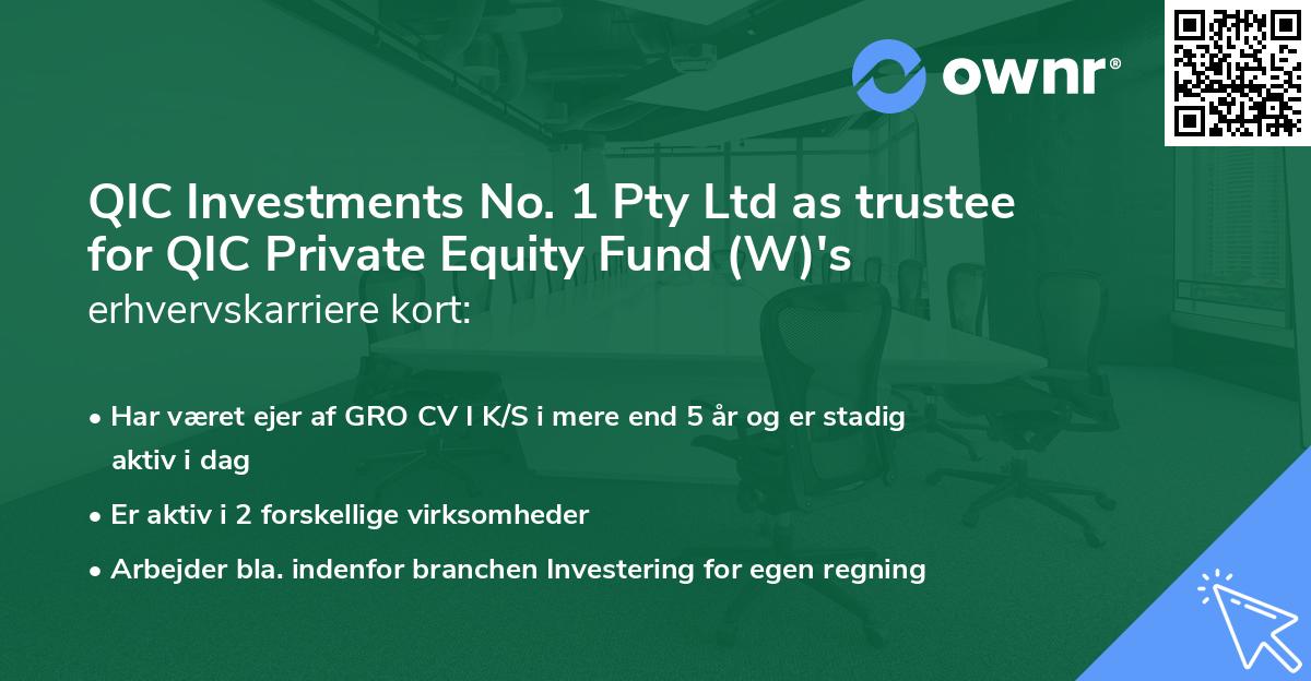 QIC Investments No. 1 Pty Ltd as trustee for QIC Private Equity Fund (W)'s erhvervskarriere kort