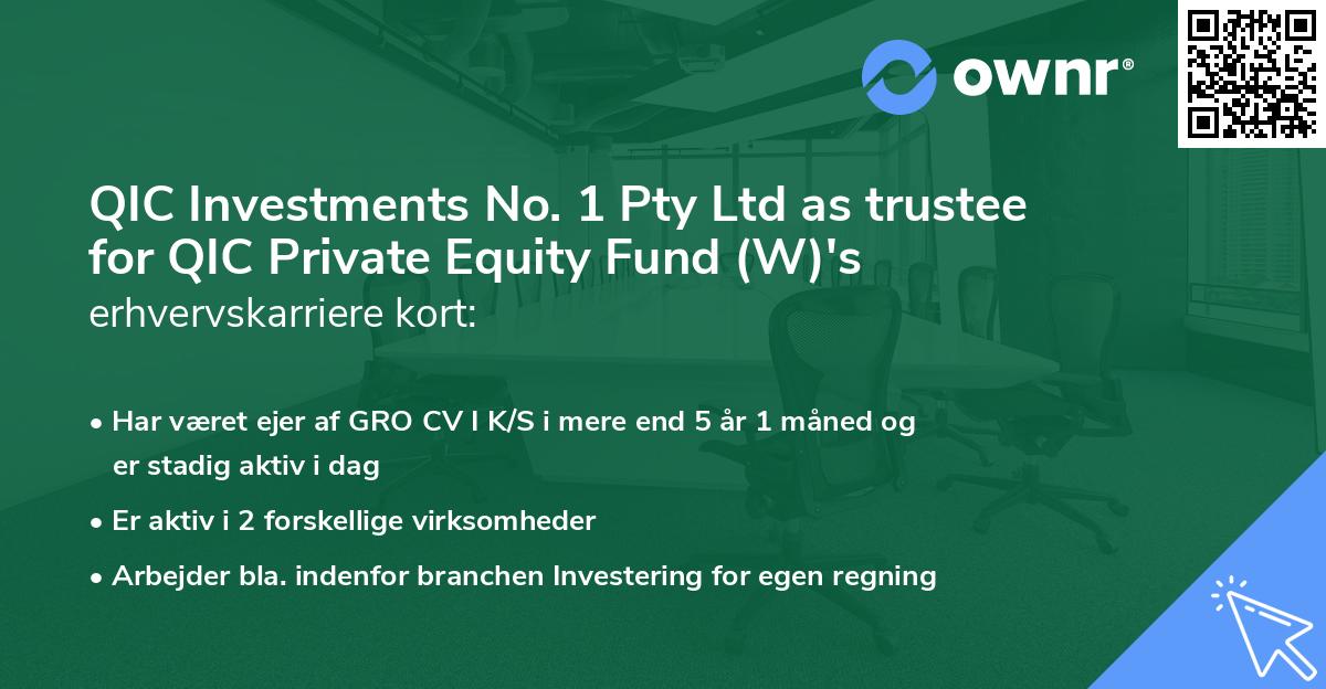 QIC Investments No. 1 Pty Ltd as trustee for QIC Private Equity Fund (W)'s erhvervskarriere kort